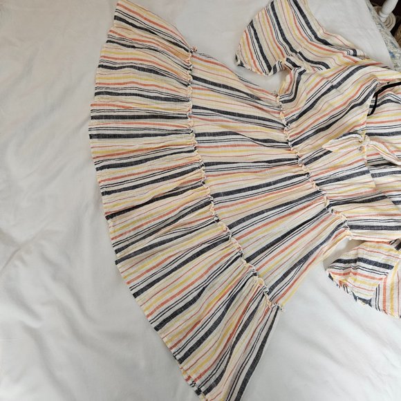 Spiaggia Dolce White Striped Fit & Flare Dress Size L - Picture 13 of 14